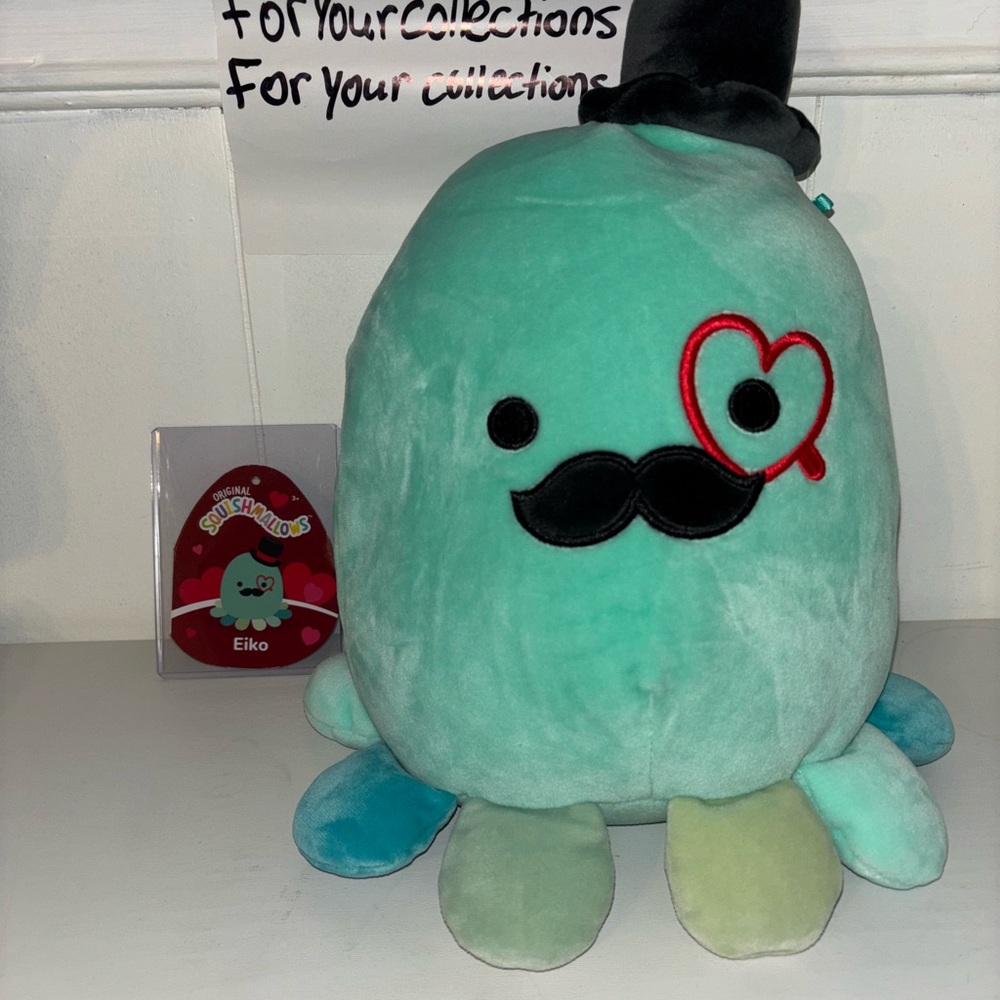 Squishmallow 8” Eiko Octopus Valentine’s 2023 Teal Kellytoy Plush